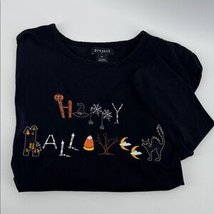 Project Happy Halloween Embroidered Black Long-sleeve Tee Size‎ M